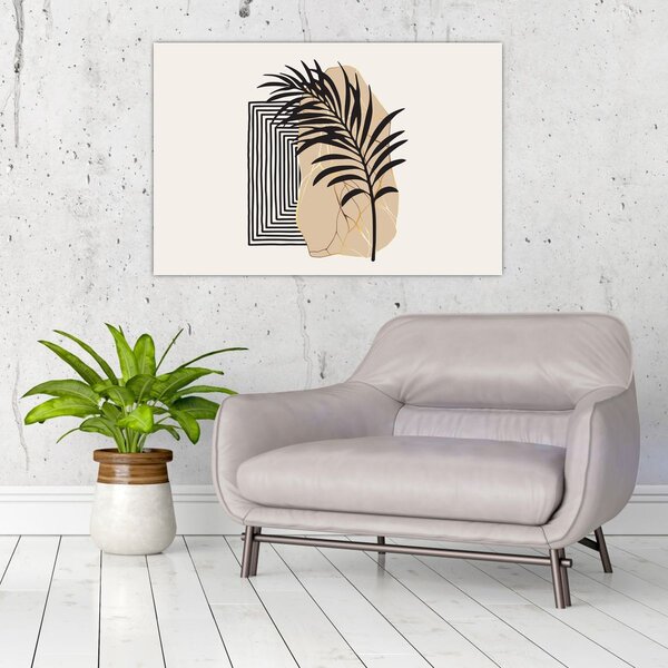 Slika - Apstrakcija s tropskim lišćem N⁰3 (90x60 cm)