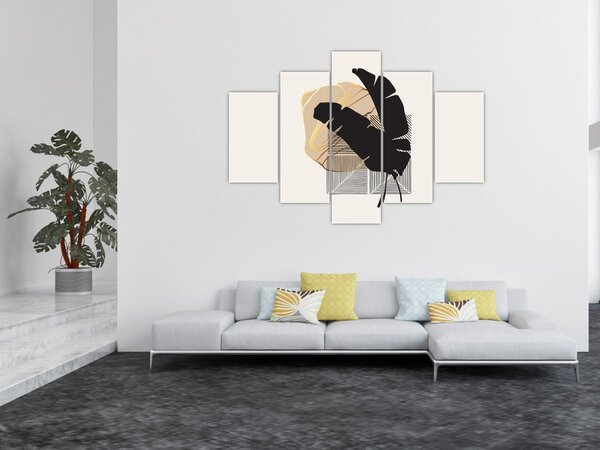 Slika - Apstrakcija s tropskim lišćem N⁰4 (150x105 cm)