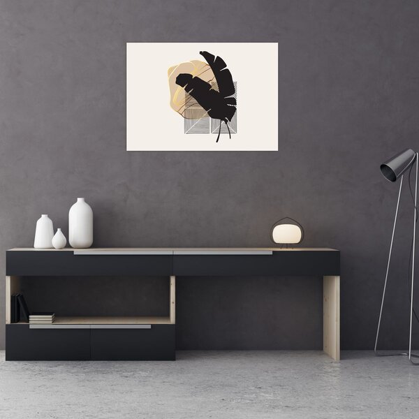 Slika - Apstrakcija s tropskim lišćem N⁰4 (70x50 cm)