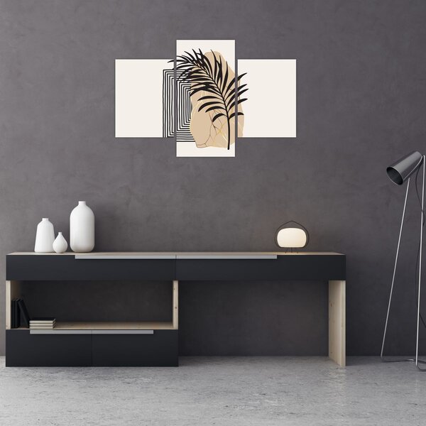 Slika - Apstrakcija s tropskim lišćem N⁰3 (90x60 cm)