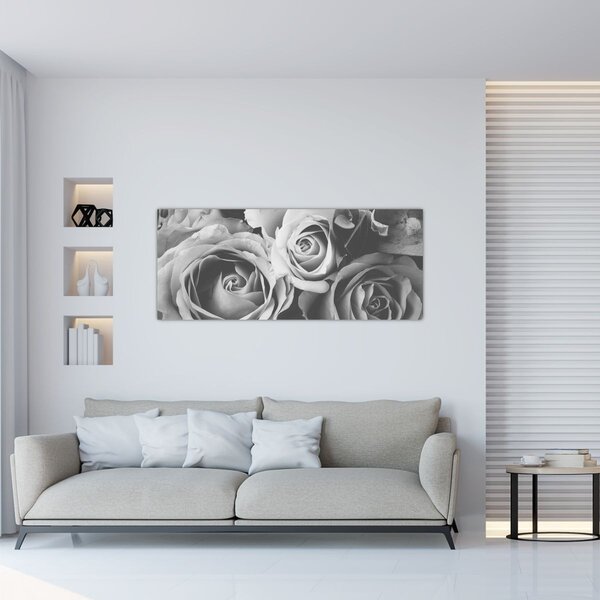 Slika - Ruža, crno-bijela (120x50 cm)