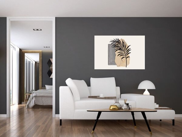 Slika - Apstrakcija s tropskim lišćem N⁰3 (90x60 cm)