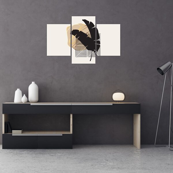 Slika - Apstrakcija s tropskim lišćem N⁰4 (90x60 cm)
