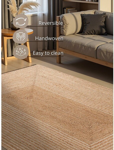 Obostrani/ručno rađen juten tepih u prirodnoj boji/u svijetloj prirodnoj boji 160x230 cm Juno – Hanse Home
