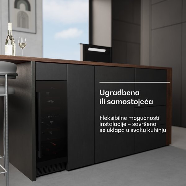 Klarstein Velaire ugradbeni vinski hladnjak, moderan, elegantan, UV zaštita, Dvozonski, 17 boca