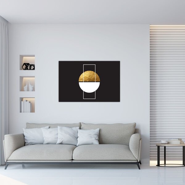 Slika - Apstrakcija zlatna i crna N⁰1 (90x60 cm)