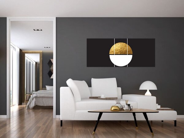 Slika - Apstrakcija zlatna i crna N⁰1 (120x50 cm)