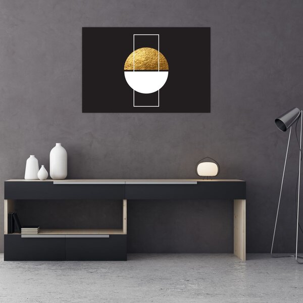 Slika - Apstrakcija zlatna i crna N⁰1 (90x60 cm)