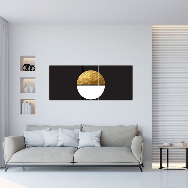Slika - Apstrakcija zlatna i crna N⁰1 (120x50 cm)