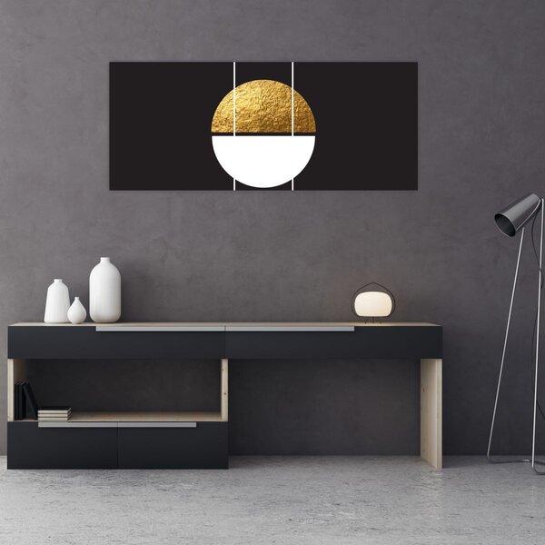 Slika - Apstrakcija zlatna i crna N⁰1 (120x50 cm)
