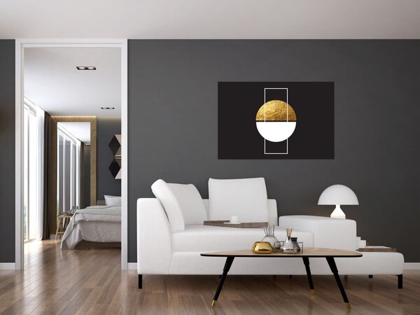 Slika - Apstrakcija zlatna i crna N⁰1 (90x60 cm)