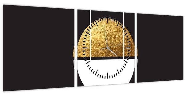 Slika - Apstrakcija zlatna i crna N⁰1 (sa satom) (90x30 cm)