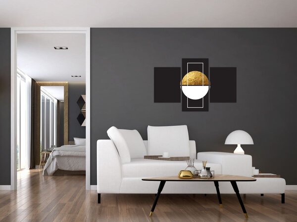Slika - Apstrakcija zlatna i crna N⁰1 (90x60 cm)