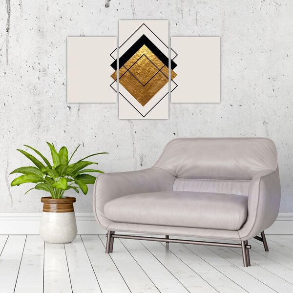 Slika - Apstrakcija zlatno-bijela N⁰1 (90x60 cm)