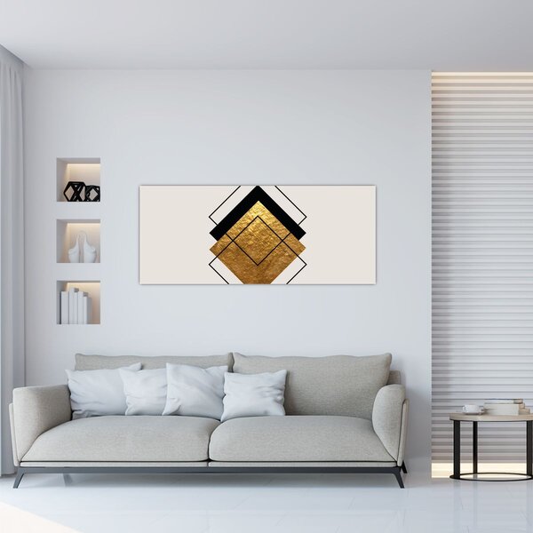 Slika - Apstrakcija zlatno-bijela N⁰1 (120x50 cm)