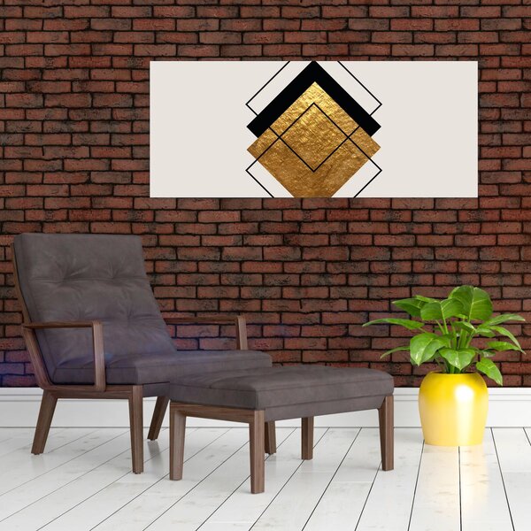 Slika - Apstrakcija zlatno-bijela N⁰1 (120x50 cm)