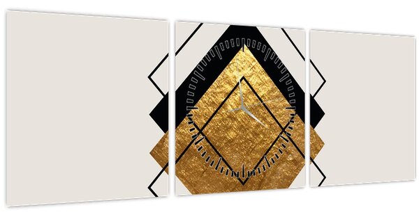Slika - Apstrakcija zlatno-bijela N⁰1 (sa satom) (90x30 cm)