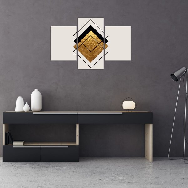 Slika - Apstrakcija zlatno-bijela N⁰1 (90x60 cm)