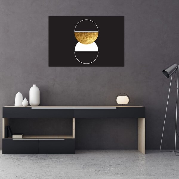 Slika - Apstrakcija zlatna i crna N⁰2 (90x60 cm)