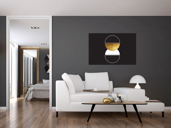 Slika - Apstrakcija zlatna i crna N⁰2 (90x60 cm)