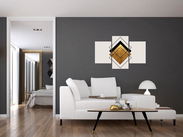 Slika - Apstrakcija zlatno-bijela N⁰1 (90x60 cm)