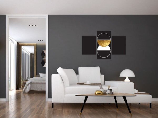Slika - Apstrakcija zlatna i crna N⁰2 (90x60 cm)