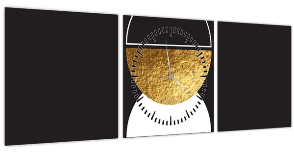 Slika - Apstrakcija zlatna i crna N⁰2 (sa satom) (90x30 cm)