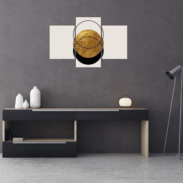 Slika - Apstrakcija zlatno-bijela N⁰2 (90x60 cm)
