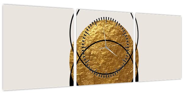 Slika - Apstrakcija zlatno-bijela N⁰2 (sa satom) (90x30 cm)