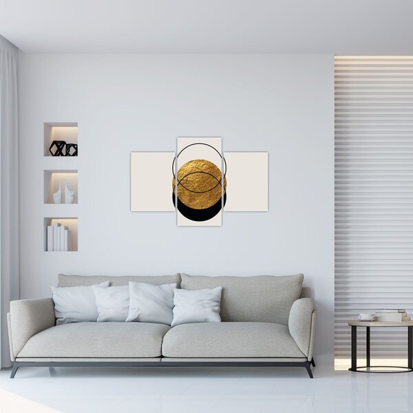Slika - Apstrakcija zlatno-bijela N⁰2 (90x60 cm)