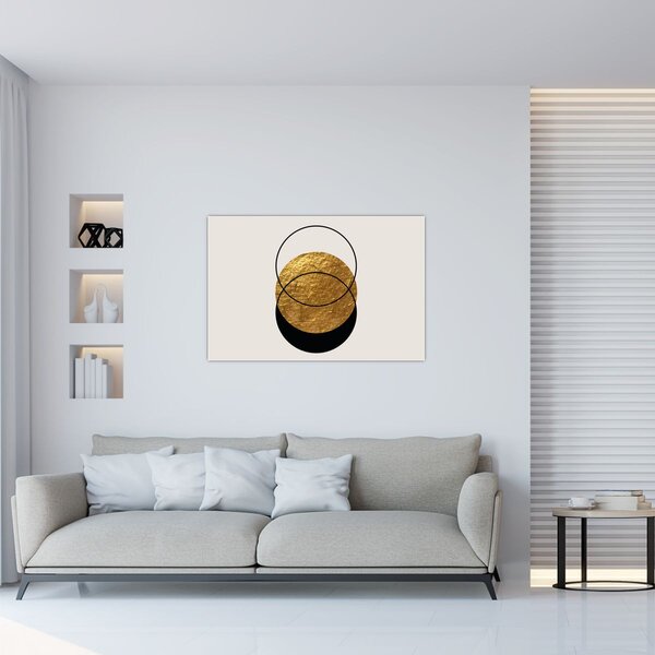 Slika - Apstrakcija zlatno-bijela N⁰2 (90x60 cm)