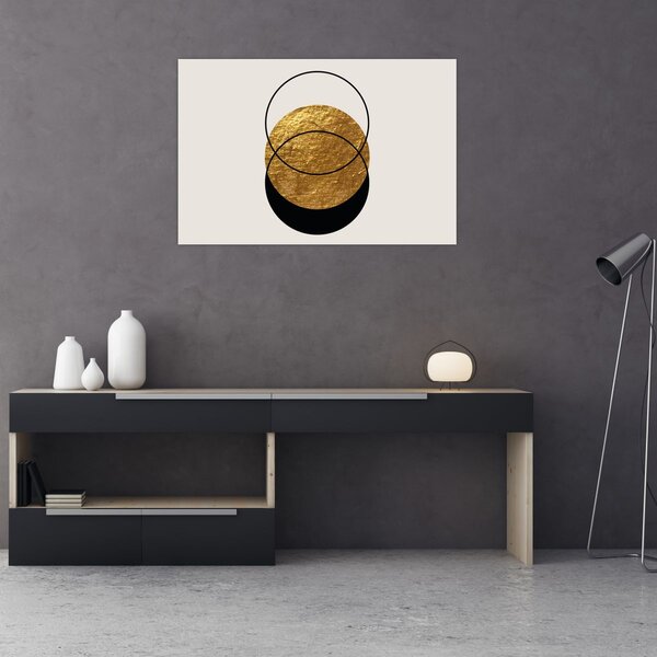 Slika - Apstrakcija zlatno-bijela N⁰2 (90x60 cm)