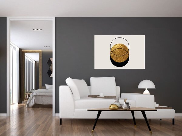 Slika - Apstrakcija zlatno-bijela N⁰2 (90x60 cm)