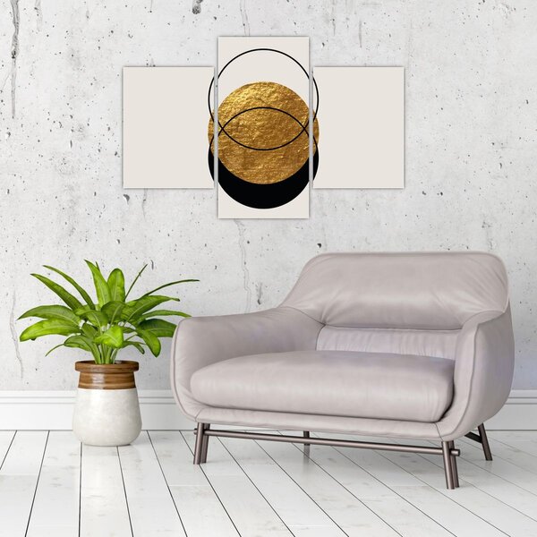 Slika - Apstrakcija zlatno-bijela N⁰2 (90x60 cm)