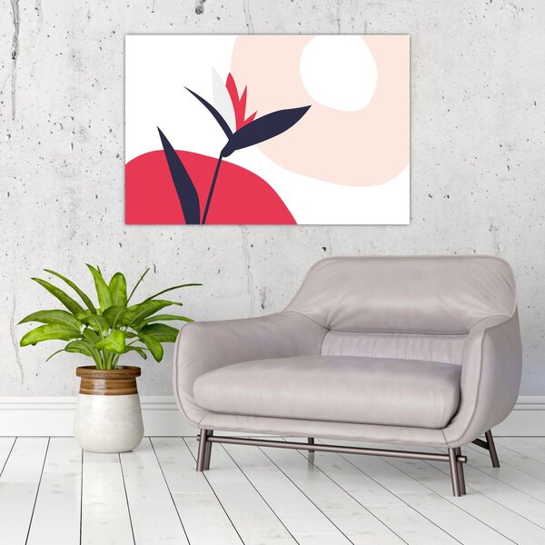 Slika - Ružičasta cvjetna apstrakcija N⁰1 (90x60 cm)