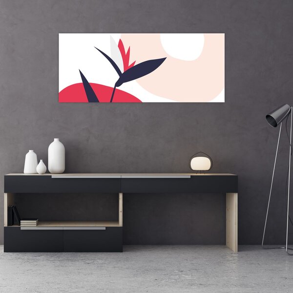 Slika - Ružičasta cvjetna apstrakcija N⁰1 (120x50 cm)