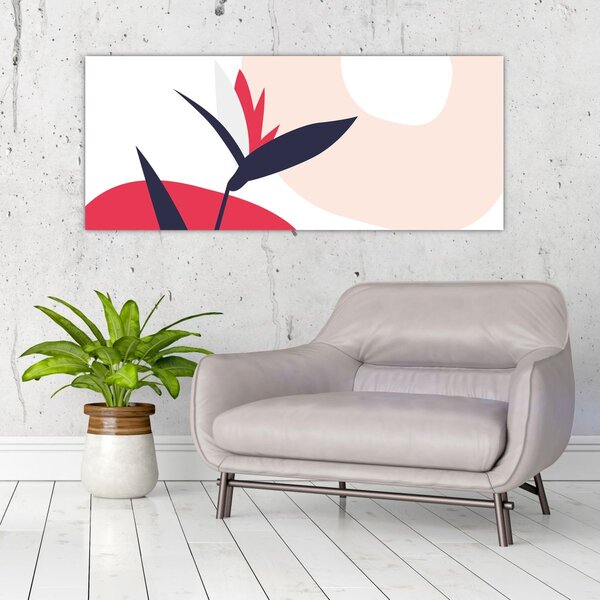 Slika - Ružičasta cvjetna apstrakcija N⁰1 (120x50 cm)