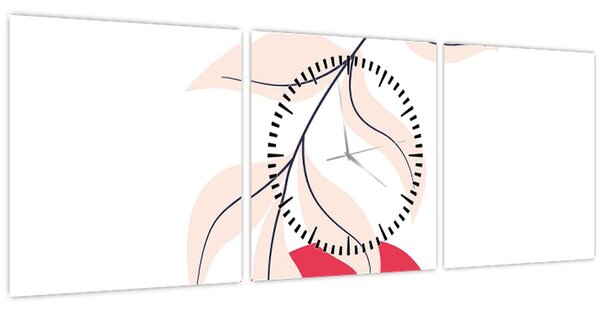 Slika - Ružičasta cvjetna apstrakcija N⁰2 (sa satom) (90x30 cm)