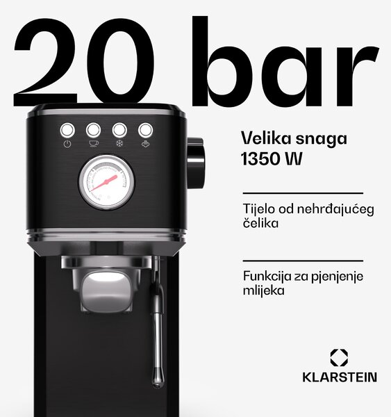 Klarstein SteelPresso Slim aparat za kavu, portafilter, uključujući pribor