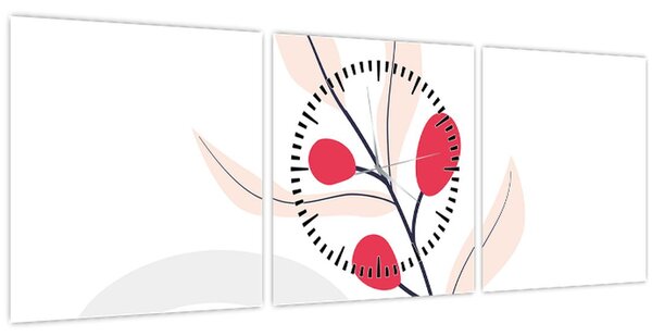 Slika - Ružičasta cvjetna apstrakcija N⁰3 (sa satom) (90x30 cm)
