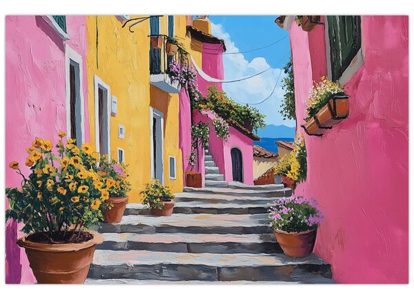 Slika - Ružičasta uličica (90x60 cm)