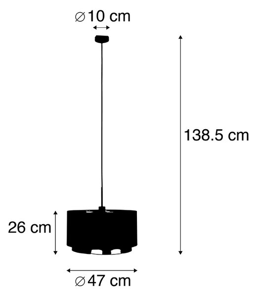Moderna viseća svjetiljka crna sa zlatom 47 cm dvostruko sjenilo - Combi
