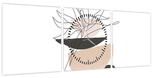 Slika - Crtano cvijeće N⁰1 (sa satom) (90x30 cm)