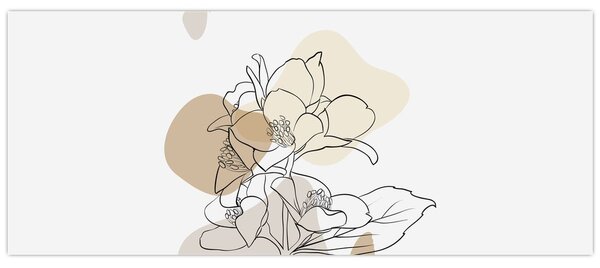 Slika - Bež cvijeće s leptirom N⁰1 (120x50 cm)