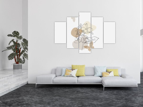 Slika - Bež cvijeće s leptirom N⁰1 (150x105 cm)