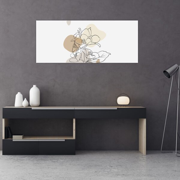 Slika - Bež cvijeće s leptirom N⁰1 (120x50 cm)