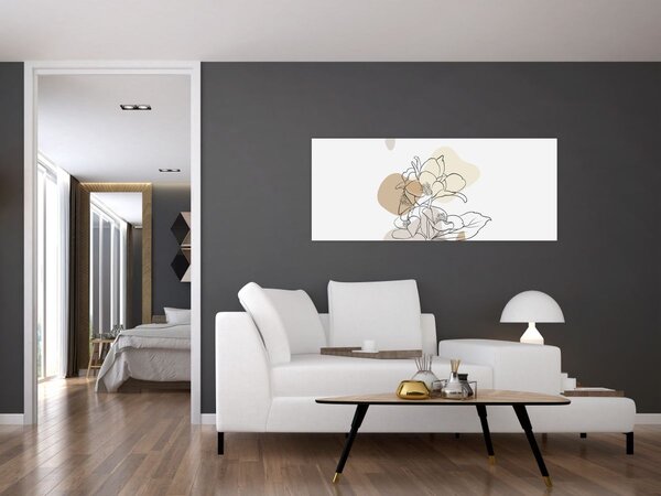 Slika - Bež cvijeće s leptirom N⁰1 (120x50 cm)