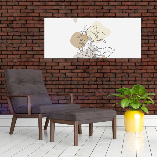 Slika - Bež cvijeće s leptirom N⁰1 (120x50 cm)