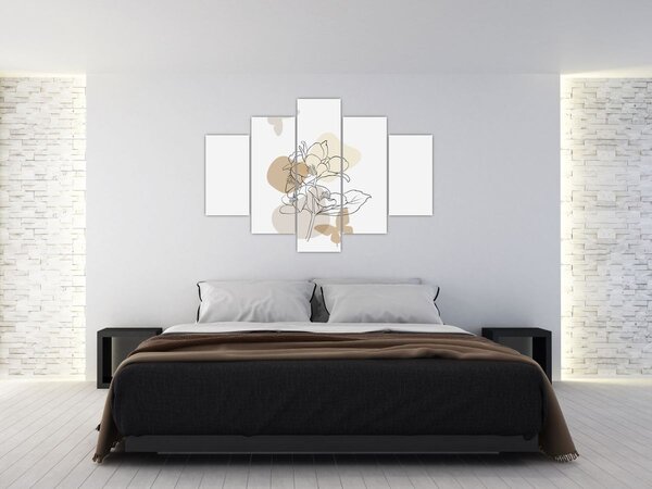 Slika - Bež cvijeće s leptirom N⁰1 (150x105 cm)