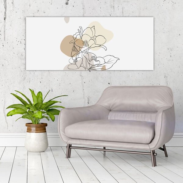 Slika - Bež cvijeće s leptirom N⁰1 (120x50 cm)